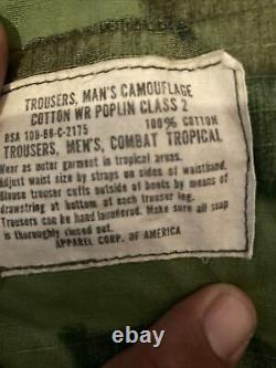 1968 Vietnam Camouflage Tropical Combat Jacket Coat Trousers Set Jungle Shirt