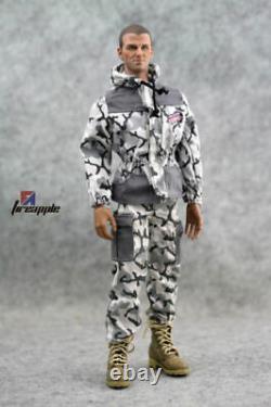 1/6 Scale Male Snow Camouflage Hooded Camo Top Pants Clothes Uniform Set Model