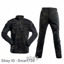 2PCS Men Camouflage Army Special Forces Military Uniform Shirt Tactical Pant Set