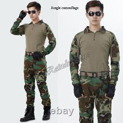2PCS Mens Tactical Suit Military Army Outdoor Combat Coat Pants Camo Uniform