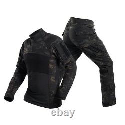 2PCS Tactical Military Mens Combat T-shirt Cargo Pants Army Uniform Camouflage