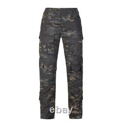 2PCS Tactical Military Mens Combat T-shirt Cargo Pants Army Uniform Camouflage