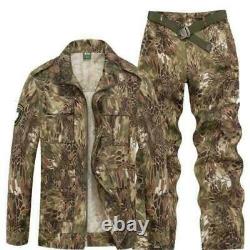 2PC Suits Men's Snakeskin Jacket Pants Unisex Uniform Tactical Camo Casual Chic