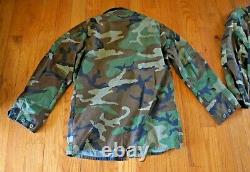 2 Sets US Army Woodland Camouflage Field Jacket & Pants Large Sargent Insignia