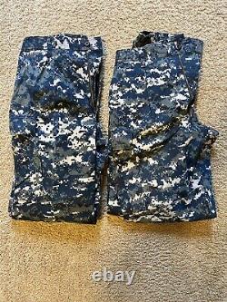 2 Sets US Navy NWU Type I Blue Digital Camouflage withHat & GoreTex Parka Jacket