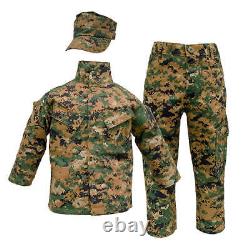 3 pc Youth Marine Woodland Kids Military Uniform Set Quality Halloween Costume