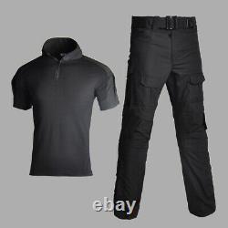 Airsoft Mens Army Tactical Combat T-Shirt Pants Military BDU Uniform Casual Camo