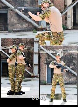Airsoft Mens Army Tactical Combat T-Shirt Pants Military BDU Uniform Casual Camo