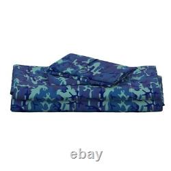 Camo Camouflage Blue Military Uniform 100% Cotton Sateen Sheet Set by Roostery