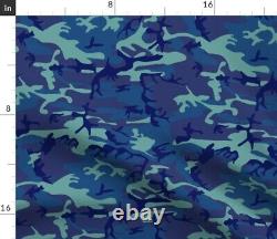 Camo Camouflage Blue Military Uniform 100% Cotton Sateen Sheet Set by Roostery