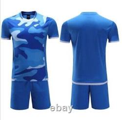 Camo Deep Blue Custom Made Soccer uniform for Teams 12 Pieces Set