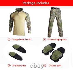 Camouflage Clothes Suits Resistant Hunting Suit Shirt + Cargo Pants+4 Pads