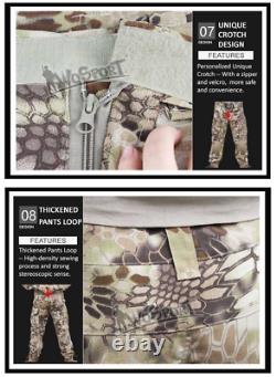 Camouflage Hunting Tactical Clothes Uniform Knee Pad Pants Long Sleeve Shirt Set