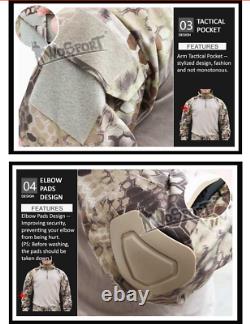 Camouflage Hunting Tactical Clothes Uniform Knee Pad Pants Long Sleeve Shirt Set