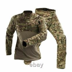 Camouflage Military Army Tactical Uniform Set Multicam Black Combat Shirt Pants