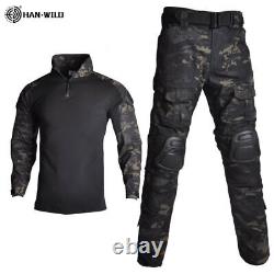 Camouflage Military Uniform Suit Men Windbreaker Combat Shirt + Cargo Pants