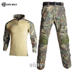 Camouflage Military Uniform Suit Men Windbreaker Combat Shirt + Cargo Pants