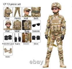 Children's Special Forces Military Training Uniform With Helmet Camouflage Suit