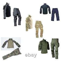 Combat Long Sleeve Shirt & Pants Trouses Knee Pads Set Tactical Military Uniform