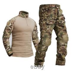 Combat Tactical Uniform Military Army Pants Jacket Set Paintball Suit Knee Pads