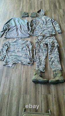 Complete Men's US Air Force Uniform Coat Trouser Hat Boots Set Camouflage w Name