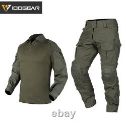 IDOGEAR 2024 G3 BDU Combat Uniform Set Shirt & Pants Knee Pads Tactical Military