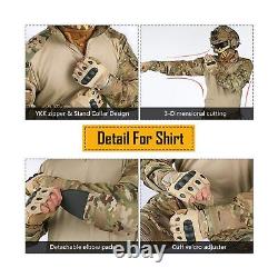 IDOGEAR Men G3 Assault Combat Uniform Set with Knee Pads Multicam Camouflage