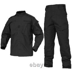 Men Camouflage Uniform Tactical Combat Black Shirts &Pants Work Clothing Suit