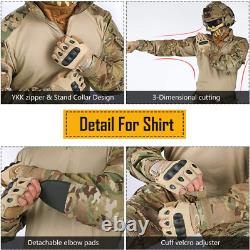 Men G3 Assault Combat Uniform Set with Knee Pads Multicam Camouflage Tactical Ai