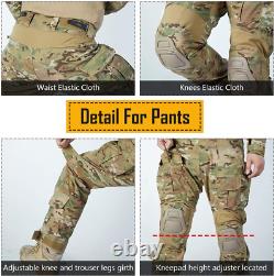 Men G3 Assault Combat Uniform Set with Knee Pads Multicam Camouflage Tactical Ai