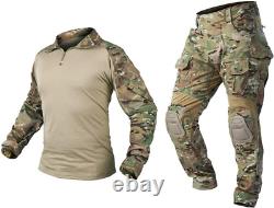 Men G3 Assault Combat Uniform Set with Knee Pads Multicam Camouflage Tactical Ai