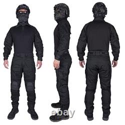 Men G3 Combat Uniforms Set with Knee & Elbow Pads Camouflage Small Black