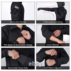 Men G3 Combat Uniforms Set with Knee & Elbow Pads Camouflage Small Black