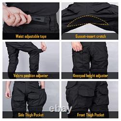 Men G3 Combat Uniforms Set with Knee & Elbow Pads Camouflage Small Black