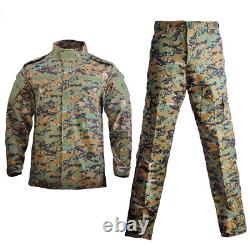 Men Military Uniform Tactical Shirt Camouflage Hunting Suit Coat+Pant Set XS-2XL