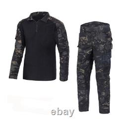 Men's Army Military Uniform Camouflage Tactical Coat Pant Set Outfit Suit Shirt