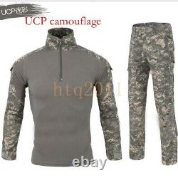 Men's Tactical Combat Shirt and Pants Set Long Sleeve Multicam Military Uniform