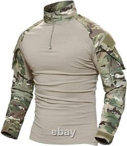 Men's Tactical Military Suit with Combat Shirt, Pants & Knee Pads Camo