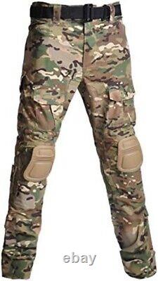 Men's Tactical Military Suit with Combat Shirt, Pants & Knee Pads Camo