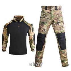 Men's Tactical Special Forces Camouflage T-Shirt Pants Sets BDU Military Uniform