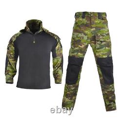 Men's Tactical Special Forces Camouflage T-Shirt Pants Sets BDU Military Uniform