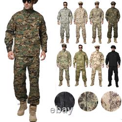 Mens Airsoft Military Tactical Combat BDU Sets Uniform Jacket Pants Suits SWAT