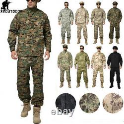 Mens Army Tactical Combat Jacket Pants Military Suits Sets BDU Uniform SWAT Camo