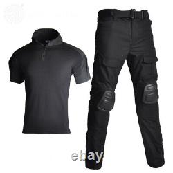 Mens Army Tactical Combat T-Shirts Pants Military BDU Uniform Casual Camouflage