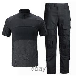 Mens Military Tactical Uniforms Set Hunting Workout Camouflage T-shirts & Pants