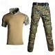 Mens Short Sleeve T-shirt Cargo Pants Military Sets Bdu Uniform Army Camo Casual