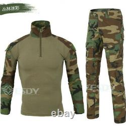 Mens Tactical Combat Airsoft Frog Camouflag Shirt Pant Set Military Uniform Suit
