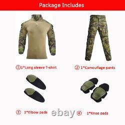 Mens Tactical Combat Suits Army Military With Pads Uniform G3 Outdoor Work Suit