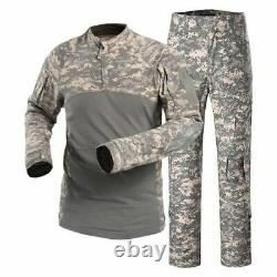 Mens Tactical Long Sleeve T-shirt Cargo Pants Uniform Army Combat Set BDU Hiking