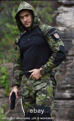 Mens Tactical Suit Army Military Combat Uniform Hood Outdoor Work Airsoft Suit